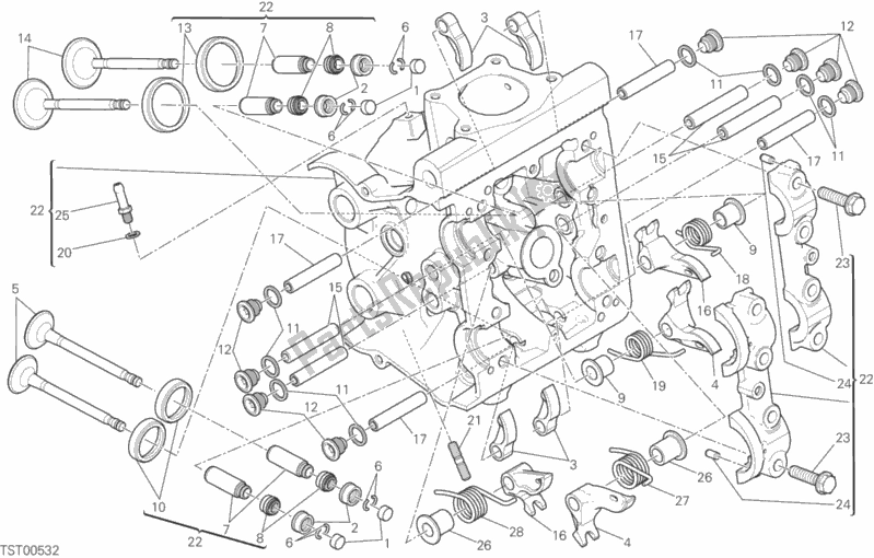 All parts for the Horizontal Head of the Ducati Monster 821 Stripes USA 2015
